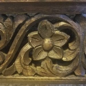 Hand carved Malaysian mahogany wall shelf
